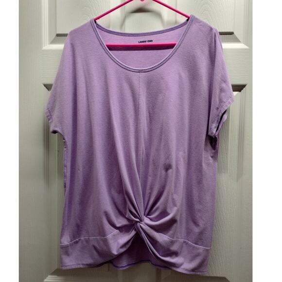 Lands' End Women's Size Large Purple Activewear Twist Hem Casual T-Shirt - Picture 1 of 6